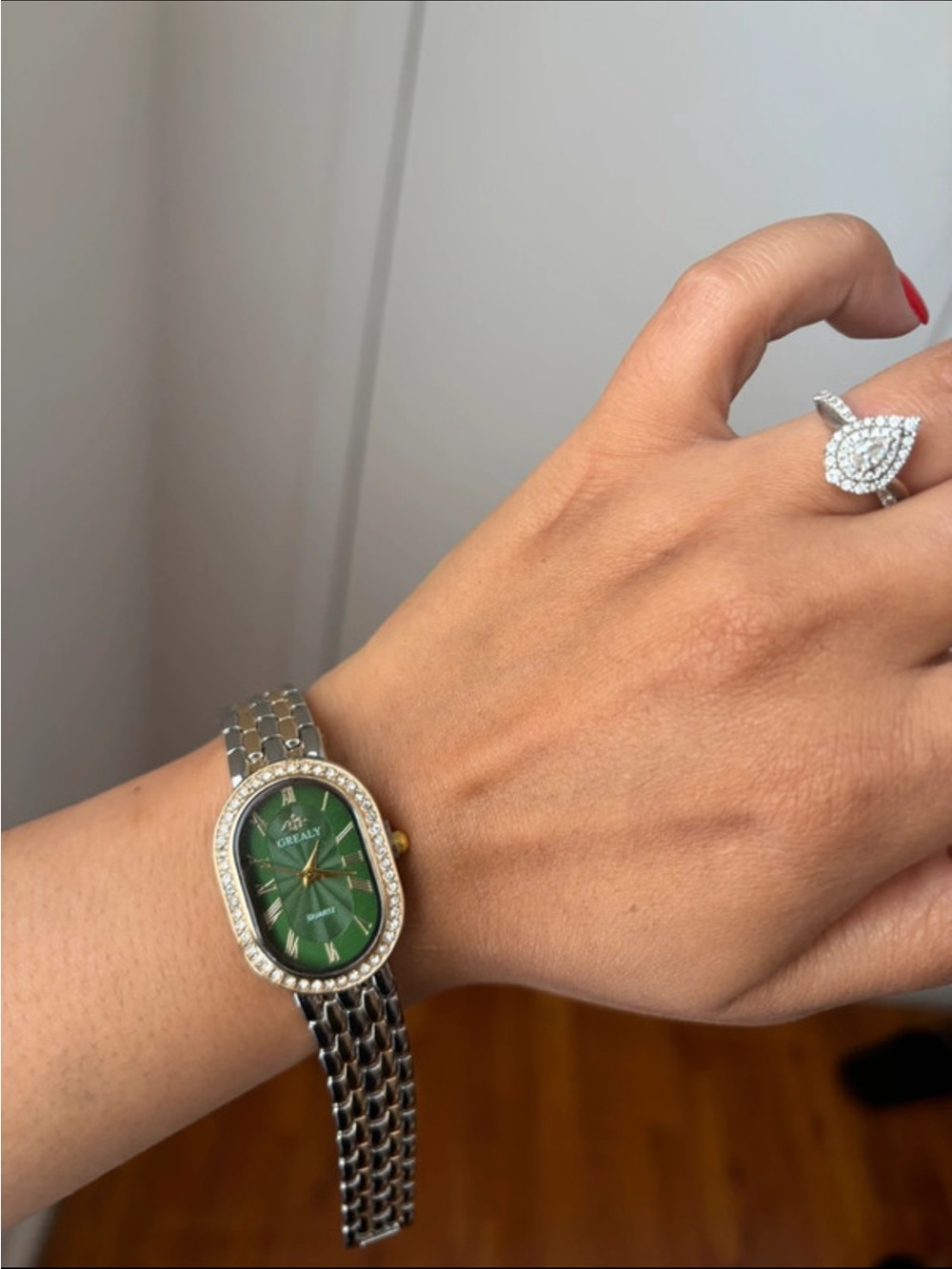 Green Dial Women's Stainless Steel Bracelet Watch